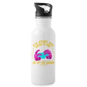 Dad Dad Gamer Gamer Gamer Gaming - Water bottle with straw - white - Right