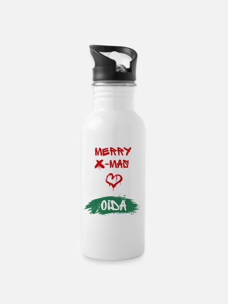 Xmas, Oida - Water bottle with straw - white