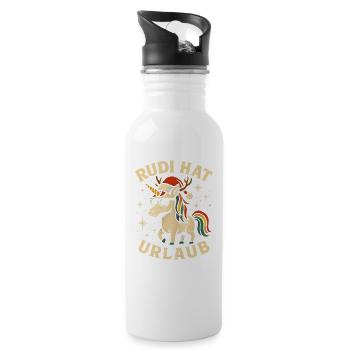 Weihnachten Spruch Humor Einhorn Lustig Rentier - Trinkflasche mit integriertem Trinkhalm - Weiß - Rechts