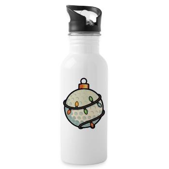 Funny Golf Ball Christmas Design - Water bottle with straw - white - Right