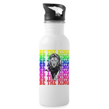 Be the King Rainbow Lion Motif Strong Animal - Water bottle with straw - white - Right