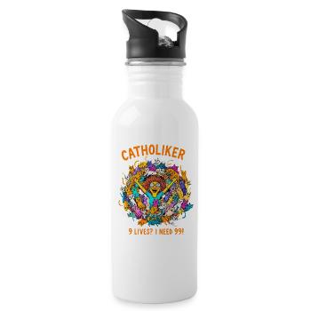 Katzoholiker - Nur noch eine Katze!  - Trinkflasche mit integriertem Trinkhalm - Weiß - Rechts
