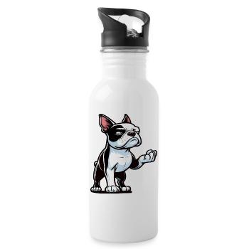 Boston Terrier Boston terrier besitzer Bosti - Trinkflasche mit integriertem Trinkhalm - Weiß - Rechts