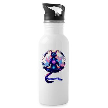 Chat de Chakra Cosmique - Gourde avec paille intégrée - blanc - Droite