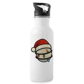 Funny Golf Ball Christmas Santa Holiday - Water bottle with straw - white - Right
