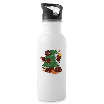 Kitty Christmas Tree, Love Cats  - Water bottle with straw - white - Right