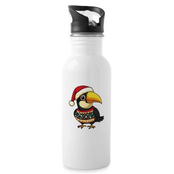 Toucan Bird Christmas - Water bottle with straw - white - Right