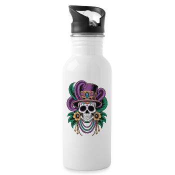 Mardi Gras Schädel Maske Shirt - Trinkflasche mit integriertem Trinkhalm - Weiß - Rechts