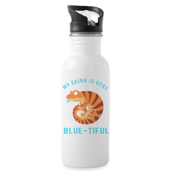 Lizard Blue Tongue - Water bottle with straw - white - Right
