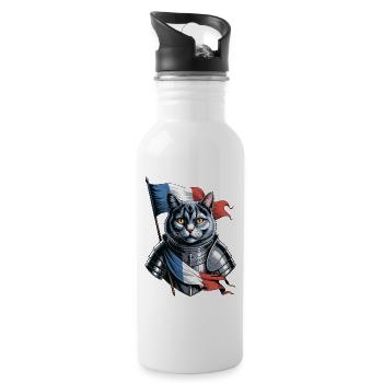 France Cat Knight - Water bottle with straw - white - Right