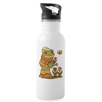 Spring Frog – Flower Garden Frogcore - Water bottle with straw - white - Right