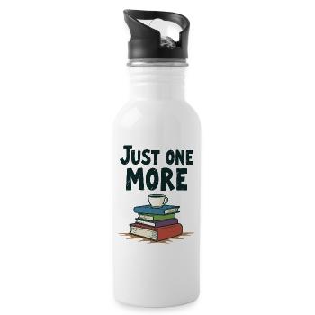 Just One More Reading Books Coffee - Water bottle with straw - white - Right