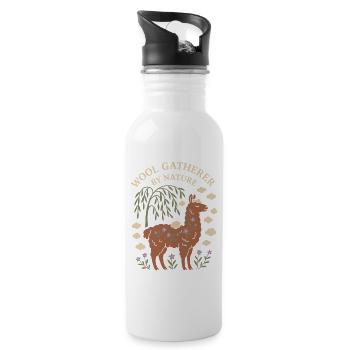 Cottagecore Lama Ästhetisches Süßes Nutztier - Trinkflasche mit integriertem Trinkhalm - Weiß - Rechts