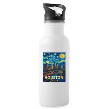 Houston Texas - Trinkflasche mit integriertem Trinkhalm - Weiß - Rechts