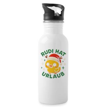 Weihnachten Spruch Humor Ente Lustig Rentier - Trinkflasche mit integriertem Trinkhalm - Weiß - Rechts
