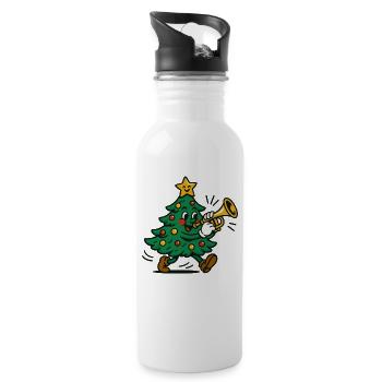 arbre de Noël jouant de la trompette vacances amusantes - Gourde avec paille intégrée - blanc - Droite