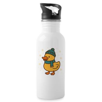 Lustige Weihnachtsente Winter Urlaub Jubel - Trinkflasche mit integriertem Trinkhalm - Weiß - Rechts