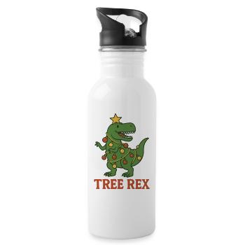 Baum Rex Dinosaurier Weihnachtsspaß - Trinkflasche mit integriertem Trinkhalm - Weiß - Rechts