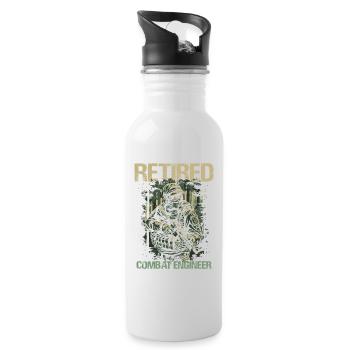 Calm Combat Engineer Illustration - Water bottle with straw - white - Right