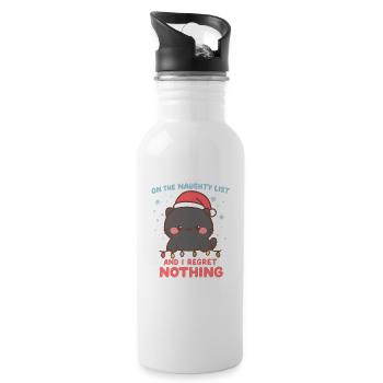 Freche Katze Weihnachten Bereue nichts - Trinkflasche mit integriertem Trinkhalm - Weiß - Rechts
