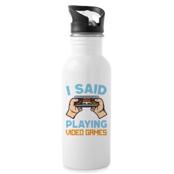 Gaming - Trinkflasche mit integriertem Trinkhalm - Weiß - Rechts