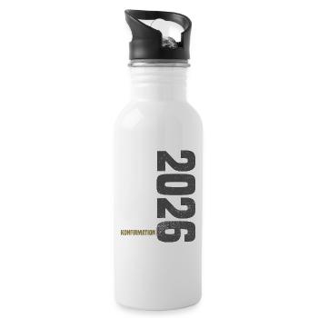 Glückwunsch Konfirmation 2026 - Trinkflasche mit integriertem Trinkhalm - Weiß - Rechts