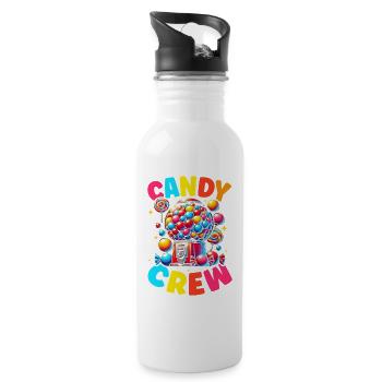 Candy Crew Deko Süßigkeitenliebhaber Naschkatze - Trinkflasche mit integriertem Trinkhalm - Weiß - Rechts