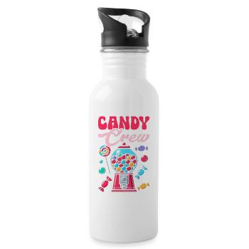 Candy Crew Deko Süßigkeitenliebhaber Naschkatze - Trinkflasche mit integriertem Trinkhalm - Weiß - Rechts
