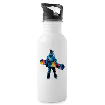 Color Explosion Snowboarders - Water bottle with straw - white - Right