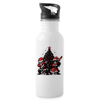 Weihnachtsmann & Mrs Claus Dabbing Shirt - Trinkflasche mit integriertem Trinkhalm - Weiß - Rechts