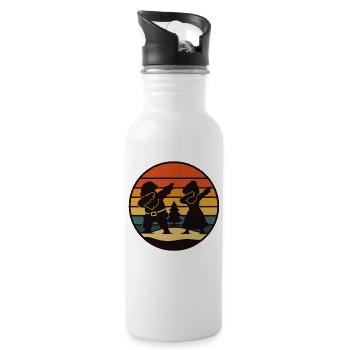 Dabbing Weihnachtsmann & Mrs Claus Retro Shirt - Trinkflasche mit integriertem Trinkhalm - Weiß - Rechts