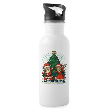 Dabbing Père Noël et Mère Noël Chemise Sapin de Noël - Gourde avec paille intégrée - blanc - Droite