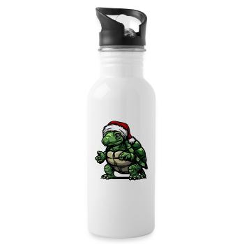 Turtle Christmas - Water bottle with straw - white - Right