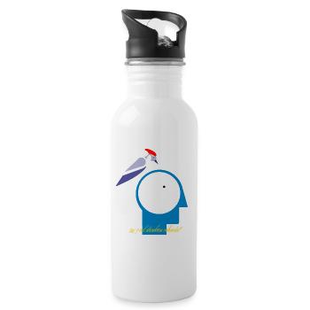zu viel denken schadet - Trinkflasche mit integriertem Trinkhalm - Weiß - Rechts