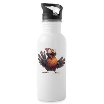 Fasane Fasan - Trinkflasche mit integriertem Trinkhalm - Weiß - Rechts