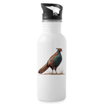 Fasane Fasan - Trinkflasche mit integriertem Trinkhalm - Weiß - Rechts