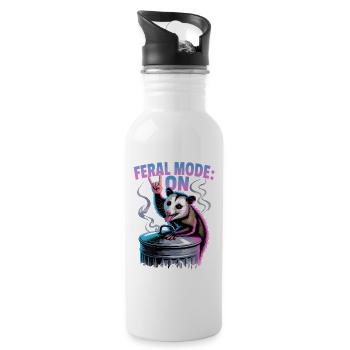 Funny Opossum - Water bottle with straw - white - Right