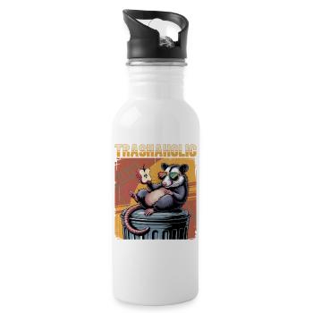 Funny Opossum - Water bottle with straw - white - Right
