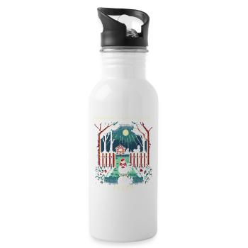 Hahn Aggro gezogen | Flucht aktivieren? - Trinkflasche mit integriertem Trinkhalm - Weiß - Rechts