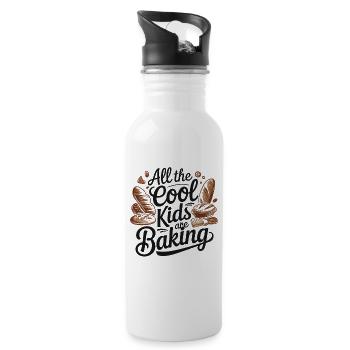 All the cool kids bake delicious breads and cookies - Water bottle with straw - white - Right