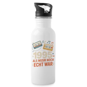 1995 Als Musik Noch Echt War - Trinkflasche mit integriertem Trinkhalm - Weiß - Rechts