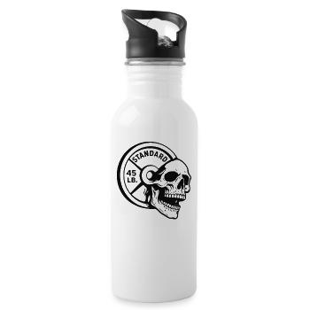 Skull Barbell Night Gym Art - Water bottle with straw - white - Right