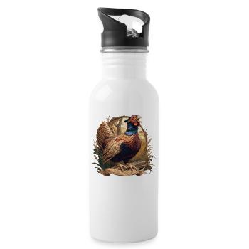 Fasane Fasan - Trinkflasche mit integriertem Trinkhalm - Weiß - Rechts
