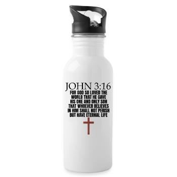 John 3:16 Christian Church of the Faithful John - Water bottle with straw - white - Right