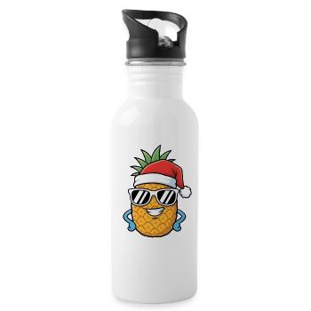 Weihnachten Ananas Kunst - Trinkflasche mit integriertem Trinkhalm - Weiß - Rechts