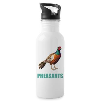 Fasane Fasan - Trinkflasche mit integriertem Trinkhalm - Weiß - Rechts