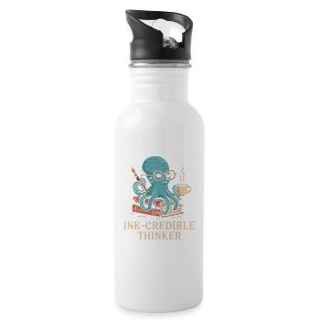 Oktopus Humor - Trinkflasche mit integriertem Trinkhalm - Weiß - Rechts