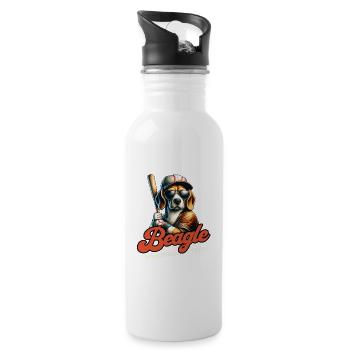 Beagle Baseball Team Beagle and Baseball Lovers - Water bottle with straw - white - Right