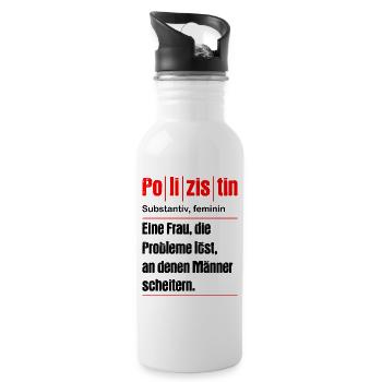 Polizistin Polizeibeamtin Polizei Polizeidienst - Trinkflasche mit integriertem Trinkhalm - Weiß - Rechts