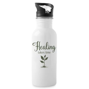 Healing takes time Mindfulness Patience - Water bottle with straw - white - Right